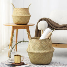 Load image into Gallery viewer, Seaweed Wicker Basket Rattan Hanging Flowerpot Flowerpot Dirty Clothes Dirty Clothes Basket Storage Basket WF1015