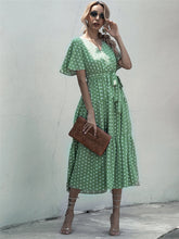 Load image into Gallery viewer, Dot Print V Neck Women Boho Style Summer Beach Long Dress