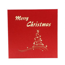 Load image into Gallery viewer, 3pcs/lot Handmade 3D Design Stand Up Christmas Tree Greeting Card Holiday Happy New Year Holiday Gift Bright Color