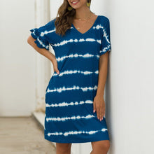 Load image into Gallery viewer, Summer Women Short Sleeve Loose Wavy Stripes Mini Dress
