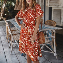 Load image into Gallery viewer, Women Loose O-neck Short Sleeve Dots Print Mini Dresses