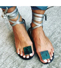 Load image into Gallery viewer, Nude Straps Rome Sandals Women Flat Sandals Women's Shoes