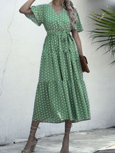Load image into Gallery viewer, Dot Print V Neck Women Boho Style Summer Beach Long Dress