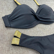 Load image into Gallery viewer, Printed Flowers Sexy Solid Color Bikini Women Swimwear Bandeau Biquini Swimsuit Female Bathing Suit Push Up Bikini Set Beachwear