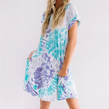 Load image into Gallery viewer, Fashion Womens Casual Loose sexy V-neck Tie-dye Pocket Short Sleeve Dress