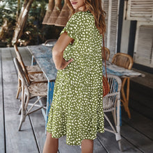Load image into Gallery viewer, Women Loose O-neck Short Sleeve Dots Print Mini Dresses