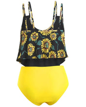 Load image into Gallery viewer, Summer High Waist Sunflower Print Split Swimsuit