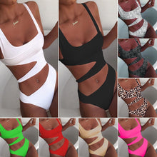 Load image into Gallery viewer, Sexy Cross Bandage One Piece Hollow Out Swimsuit