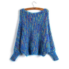 Load image into Gallery viewer, Casual Print Off-shoulder Long Bat Sleeve Women Sweaters