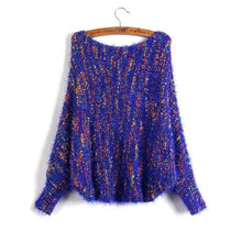 Load image into Gallery viewer, Casual Print Off-shoulder Long Bat Sleeve Women Sweaters