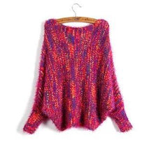 Load image into Gallery viewer, Casual Print Off-shoulder Long Bat Sleeve Women Sweaters