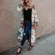 Load image into Gallery viewer, White Fashion Floral Printed Cover-up Outwear