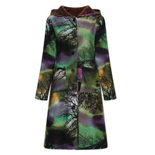 Load image into Gallery viewer, Autumn and Winter Women Printed Long Cotton Jacket Plus Size Velvet Hoodie