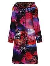 Load image into Gallery viewer, Autumn and Winter Women Printed Long Cotton Jacket Plus Size Velvet Hoodie
