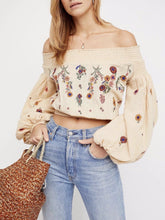 Load image into Gallery viewer, Embroidered Puff-sleeves Blouses&Shirts Top