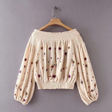 Load image into Gallery viewer, Embroidered Puff-sleeves Blouses&Shirts Top
