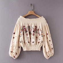 Load image into Gallery viewer, Embroidered Puff-sleeves Blouses&Shirts Top