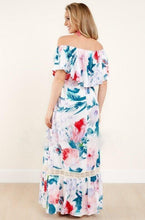 Load image into Gallery viewer, Off-The-Shoulder Print Lace Stitching Long Skirt