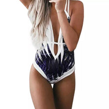 Load image into Gallery viewer, Leaf Print One Piece Beach Swimsuit Swimwear Bathing Monokini Push Up Padded Bikini