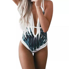 Load image into Gallery viewer, Leaf Print One Piece Beach Swimsuit Swimwear Bathing Monokini Push Up Padded Bikini