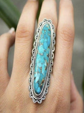 Load image into Gallery viewer, Vintage Look Tibet Alloy Antique Silver Plated Personality Green Oval Turquoise Ring