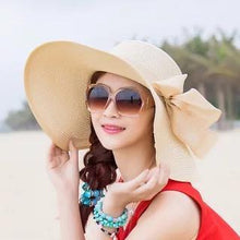 Load image into Gallery viewer, Large Brim Solid Color Floppy Hat Sun Hat Beach Women Hat Foldable Summer UV Protect Travel Casual Hat Female