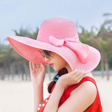 Load image into Gallery viewer, Large Brim Solid Color Floppy Hat Sun Hat Beach Women Hat Foldable Summer UV Protect Travel Casual Hat Female