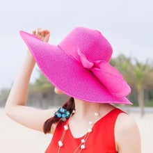 Load image into Gallery viewer, Large Brim Solid Color Floppy Hat Sun Hat Beach Women Hat Foldable Summer UV Protect Travel Casual Hat Female
