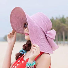 Load image into Gallery viewer, Large Brim Solid Color Floppy Hat Sun Hat Beach Women Hat Foldable Summer UV Protect Travel Casual Hat Female
