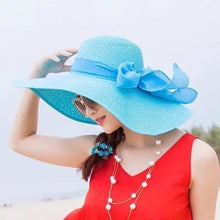 Load image into Gallery viewer, Large Brim Solid Color Floppy Hat Sun Hat Beach Women Hat Foldable Summer UV Protect Travel Casual Hat Female