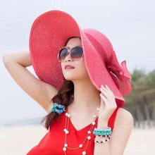 Load image into Gallery viewer, Large Brim Solid Color Floppy Hat Sun Hat Beach Women Hat Foldable Summer UV Protect Travel Casual Hat Female