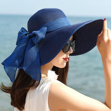 Load image into Gallery viewer, Large Brim Solid Color Floppy Hat Sun Hat Beach Women Hat Foldable Summer UV Protect Travel Casual Hat Female