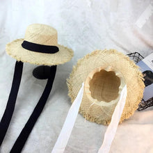 Load image into Gallery viewer, Handmade Weave Raffia Sun Hats For Women Summer Women Outdoors Sunshade Straw Hat Beach Hat Foldable Hat