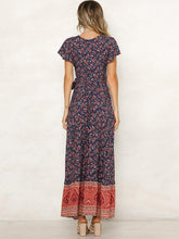 Load image into Gallery viewer, Jastie Vintage Floral Print Maxi Dress Summer Short Sleeve V-Neck Wrap Dresses Casual Beach Long Dress Boho Chic Women Vestidos