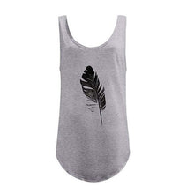 Load image into Gallery viewer, Women's Casual Sleeveless O-Neck Pullover Feather Print Tank Top Loose Vest T-Shirt