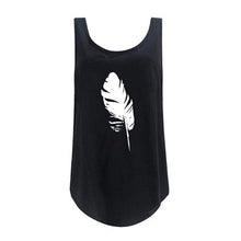 Load image into Gallery viewer, Women's Casual Sleeveless O-Neck Pullover Feather Print Tank Top Loose Vest T-Shirt