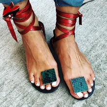 Load image into Gallery viewer, Nude Straps Rome Sandals Women Flat Sandals Women's Shoes