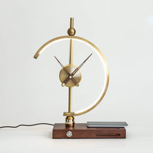 Load image into Gallery viewer, Creative clock lamp modern simple bedroom bedside light luxury decoration mobile phone intelligent wireless charging and storage lamp