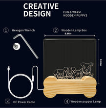 Load image into Gallery viewer, New Dog Folding Wood 3d Lamp Bedroom Children's Room Christmas Gift 3d Night Table Lamps For Bedroom Korean Desk Lamp