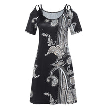 Load image into Gallery viewer, New Fashion Womens Short Sleeve Print Strapless Shoulder Mini Dress