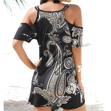 Load image into Gallery viewer, New Fashion Womens Short Sleeve Print Strapless Shoulder Mini Dress