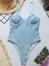Load image into Gallery viewer, New Sexy Shiny High Cut Push Up One Piece Swimsuit Women Swimwear Female High Cut Monokini Bather Bathing Suit Swim Lady