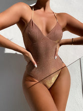 Load image into Gallery viewer, New Sexy Shiny High Cut Push Up One Piece Swimsuit Women Swimwear Female High Cut Monokini Bather Bathing Suit Swim Lady