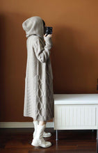 Load image into Gallery viewer, Long Hooded Cardigans Open Front Knitted Sweaters Outwear