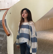 Load image into Gallery viewer, Winter Loose Contrast Stripes Thin Section Sweater