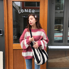 Load image into Gallery viewer, Winter Loose Contrast Stripes Thin Section Sweater