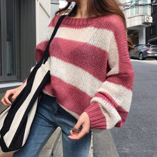 Load image into Gallery viewer, Winter Loose Contrast Stripes Thin Section Sweater