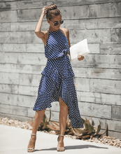 Load image into Gallery viewer, 3 Colors Summer Fashion Wave Point Lace Irregular Midi Dress