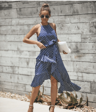 Load image into Gallery viewer, 3 Colors Summer Fashion Wave Point Lace Irregular Midi Dress