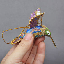 Load image into Gallery viewer, Cloisonne Copper Bodied Kingfisher Hummingbird Pendant Filigree Christmas Tree Pendant Collection